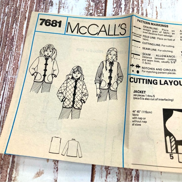 McCall’s #7681 Girls’ Jacket And Vest Patterns VTG 1981 DIY - Picture 7 of 13